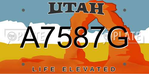 A7587G Utah License Plate