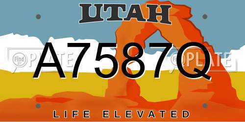 A7587Q Utah License Plate