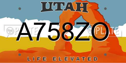 A758ZO Utah License Plate