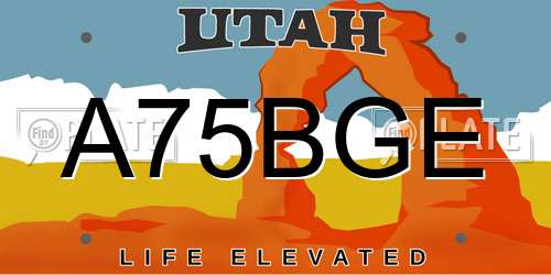 A75BGE Utah License Plate