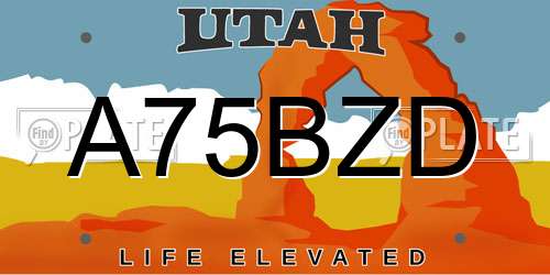 A75BZD Utah License Plate