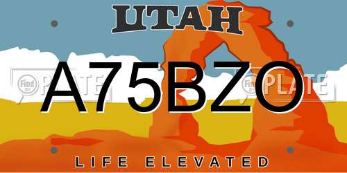 A75BZO Utah License Plate