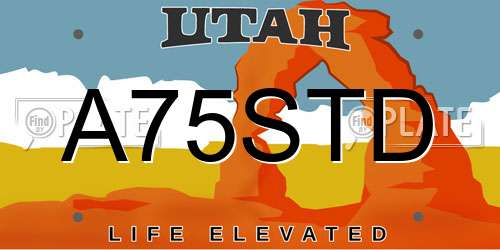 A75STD Utah License Plate