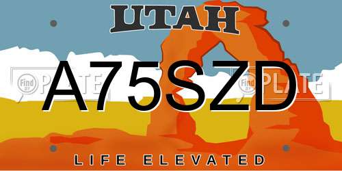 A75SZD Utah License Plate