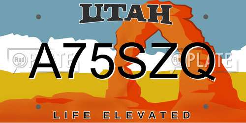 A75SZQ Utah License Plate