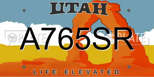 A765SR Utah License Plate