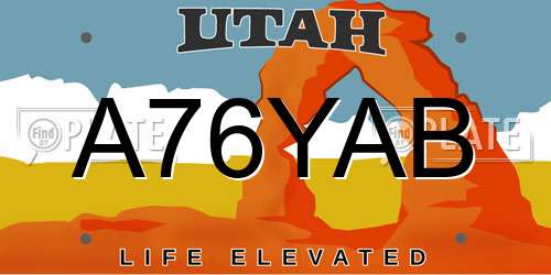 A76YAB Utah License Plate