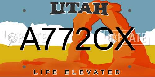 A772CX Utah License Plate