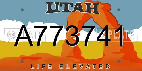 A773741 Utah License Plate
