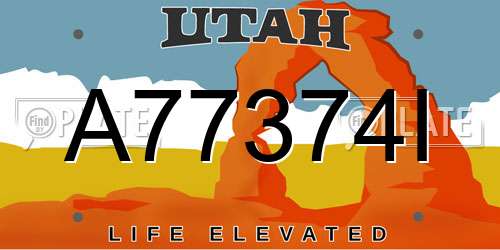 A77374I Utah License Plate