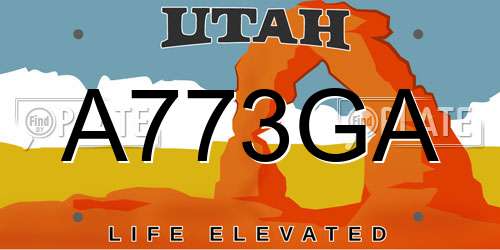 A773GA Utah License Plate
