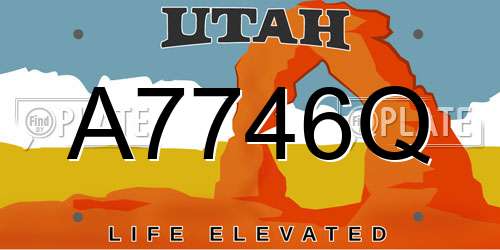 A7746Q Utah License Plate