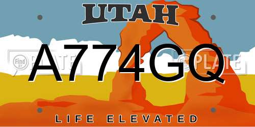 A774GQ Utah License Plate