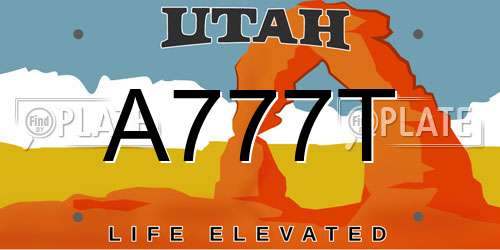 A777T Utah License Plate