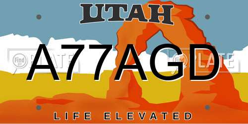A77AGD Utah License Plate