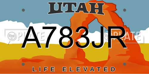A783JR Utah License Plate