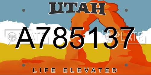 A785137 Utah License Plate