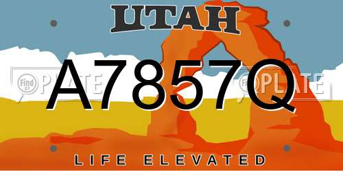 A7857Q Utah License Plate