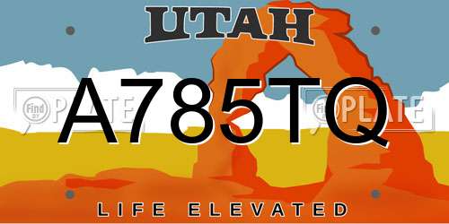 A785TQ Utah License Plate