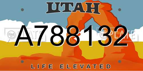 A788132 Utah License Plate