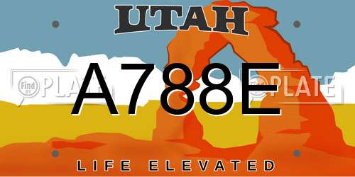 A788E Utah License Plate