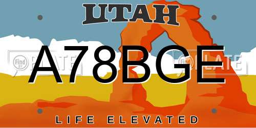 A78BGE Utah License Plate