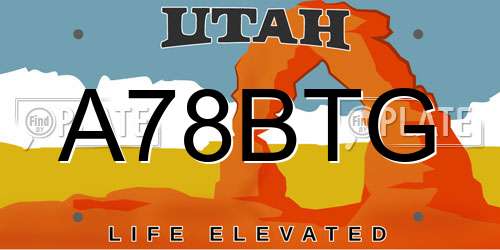 A78BTG Utah License Plate