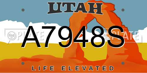 A7948S Utah License Plate