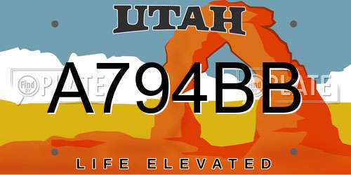 A794BB Utah License Plate