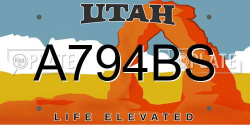 A794BS Utah License Plate