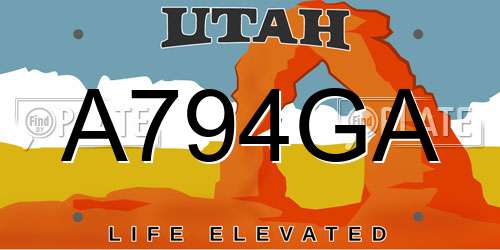 A794GA Utah License Plate
