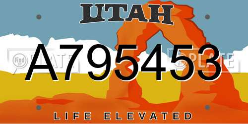 A795453 Utah License Plate