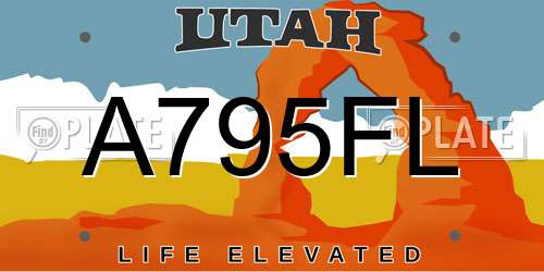 A795FL Utah License Plate