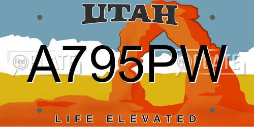 A795PW Utah License Plate