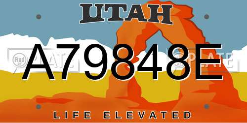 A79848E Utah License Plate