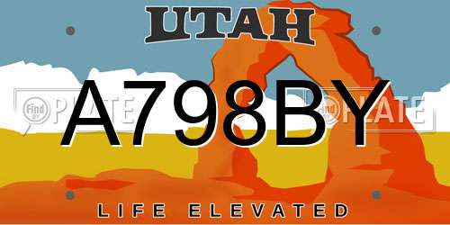 A798BY Utah License Plate
