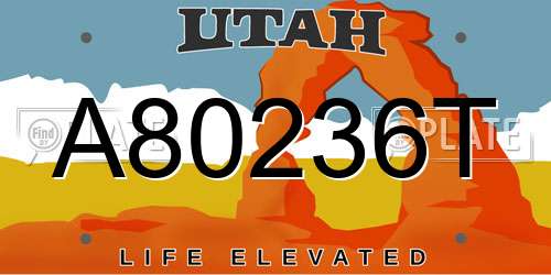 A80236T Utah License Plate