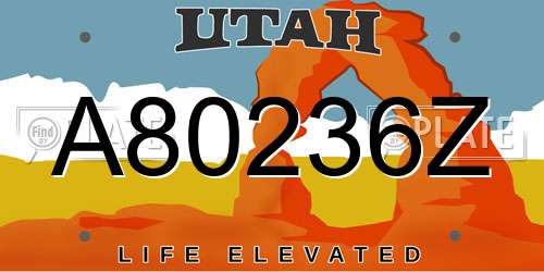 A80236Z Utah License Plate