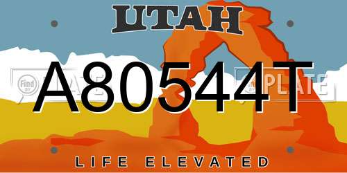 A80544T Utah License Plate
