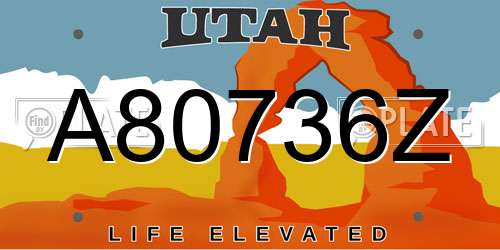 A80736Z Utah License Plate