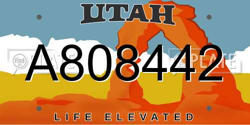 A808442 Utah License Plate