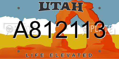 A812113 Utah License Plate