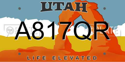 A817QR Utah License Plate
