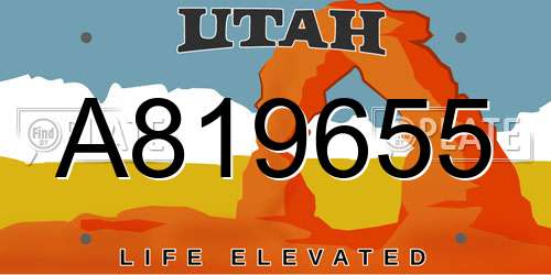 A819655 Utah License Plate