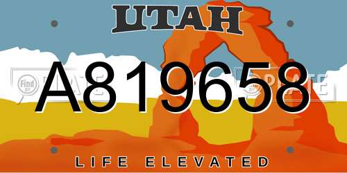 A819658 Utah License Plate