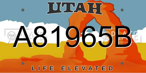 A81965B Utah License Plate