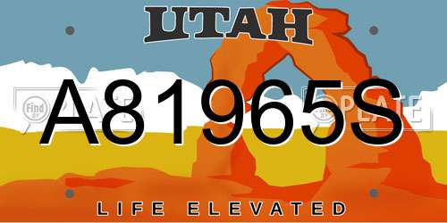 A81965S Utah License Plate
