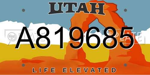A819685 Utah License Plate
