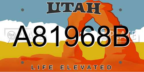 A81968B Utah License Plate