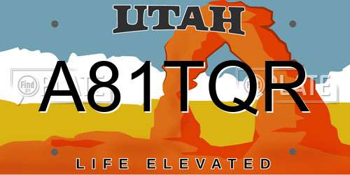 A81TQR Utah License Plate